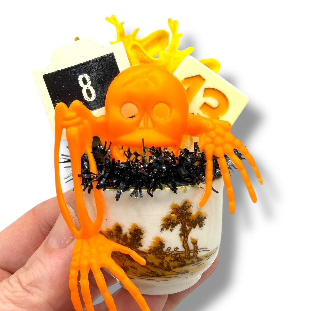 Retro Halloween Assemblage - Frights and Delights Decorative Art